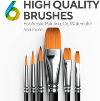 Juego de pintura acrílica para niños, artistas y adultos, 12 colores vibrantes, 6 pinceles y 3 lienzos de pintura, perfecto para principiantes o profesionales. - Arteztik
