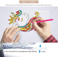 Lámpara LED de pintura de diamante, DIY con forma especial de cuentas de pintura de diamante con diseño de cruz LED de luz de noche de punto de cruz, kit de mosaico para decoración del hogar, arte regalos infantiles (unicornio) - Arteztik
