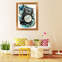 AIRDEA DIY 5D Diamond Painting by Number Kit, reloj de gato cristal Rhinestone bordado punto de cruz artes manualidades lienzo decoración de pared - Arteztik
