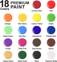 Pintura acrílica, Shuttle Art 18 colores acrílico bolsas de pintura (4.1 fl oz/4.06 oz), Artist Grade acrílico pintura Set, ricos pigmentos, no tóxico para artistas, principiantes y niños en rocas manualidades lienzo madera cerámica - Arteztik
