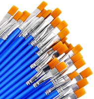 Juego de 60 brochas planas de 0.354 in de ancho con pelo de nailon, pincel pequeño a granel para pintura de detalles, mango corto de plástico, pintura acrílica al óleo acuarela para niños, estudiantes, principiantes, adolescentes, adultos, artistas - Arteztik
