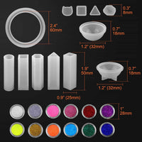 Thrilez - Juego de 131 moldes de resina con moldes de resina de silicona, flores secas, copos de papel de aluminio dorado y herramientas para fundición de resina epoxi - Arteztik
