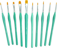 Juego de pinceles de pintura acrílica para acuarela, 10 piezas, cómodo, fácil de usar, mango ergonómico. Profesional, Adulto, Pintura Infantil, Sip y Pintura Todo Incluido, - Arteztik
