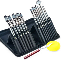 Transon Artist - Juego de 17 pinceles con organizador de pinceles para aceite, acrílico, acuarela, guache, pintura - Arteztik
