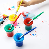 XoreArt - Juego de 4 vasos de pintura a prueba de derrames con 4 cepillos de pintura y 2 bandejas para palés de pintura - Arteztik
