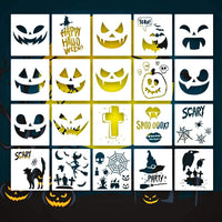 20 plantillas de Halloween para decoración de bricolaje, reutilizables, de plástico, para manualidades, decoración, papel, dibujo, vidrio, puerta, cuerpo, madera - Arteztik
