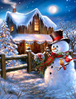 JLHATLSQ 5D Kit completo de pintura de diamante para hacer manualidades, kit de perforación por número, pintura de diamante de imitación de cristal para bordar, arte para decoración de pared del hogar, regalo de Navidad, muñeco de nieve (12 x 16 pulgadas) - Arteztik
