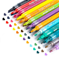 Bolígrafos de pintura acrílica para pintura de rocas, cerámica, vidrio, madera, tela, lienzo, tazas, suministros para manualidades de bricolaje, álbumes de recortes, tarjetas. Juego de rotuladores acrílicos - Arteztik
