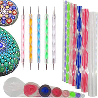Mandala Dotting Herramientas para Pintura, Rock Paint Kits, Nail Art, Polymer Clay, DIY Suministros con bolígrafo de punta redonda, Paint Brush Set, Metal Modelling Ball Herramientas, Mandala Plantilla y bandeja - Arteztik
