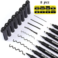 Bolígrafos de letras a mano, bolígrafos de caligrafía negros para principiantes escribiendo, dibujos, dibujos, ilustraciones de acuarela, diario bala, álbumes de recortes, juego de 8 - Arteztik
