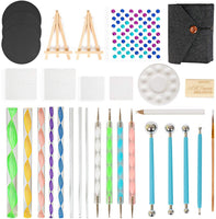 Juego de herramientas de punteado de mandala, 31 herramientas de punteado de bolígrafo con bolsa de almacenamiento, mandala, plantilla, bola, lápiz táctil, bandeja de pintura para rocas y uñas, dibujo artístico, respetuoso con el medio ambiente - Arteztik
