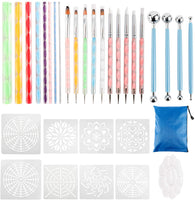 32PCS Mandala Dotting Tools Set with Styluses, Stencils, Acrylic Rods, Blue Zipper Waterproof Storage Bag for Mandala Painting Rocks - Arteztik
