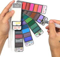 Juego de pintura de acuarela MEEDEN, 42 colores surtidos, juego de pintura plegable con 4 pinceles, kit de acuarela de bolsillo de viaje para estudiantes, adultos, principiantes, artistas, acuarelas, bosquejos, pintura al aire libre - Arteztik
