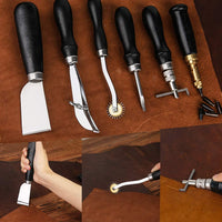 Leather Working Tools Kit, Hand Leather Kit with Instructions, Quality Toolbox, Rotary Cutter, Waxed Thread, Leather Craft Stamping Tools, and Other Leather Working Supplies for Beginners Professional - Arteztik
