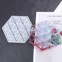 BoomYou - Juego de 2 moldes de silicona epoxi para posavasos, moldes hexagonales triangulares para fundición con resina cemento de hormigón decoración del hogar – Triángulo de rayas y hexágono - Arteztik
