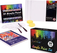 COOL BANK Acrylic Paint Set, 46 Piece Professional Painting Supplies Set, Includes 24 Acrylic Paints, 12 Painting Brushes, Canvas, Palette, Acrylic Painting Pad, for Artists,Students and Kids - Arteztik
