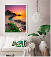 Kit de pintura de diamantes 5D por número de playa de amanecer para adultos, taladro redondo completo (18 x 14 pulgadas), pintura de diamantes bordada, arte para decoración de pared del hogar, kits de pintura de puntos 5D paisaje (playa) - Arteztik
