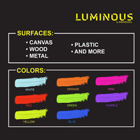 individuall Luminous Extreme Glow in The Dark Paint – Juego de 8 pinturas de neón autoluminosas – Pintura fosforescente de alta pigmentación de larga duración – Pintura de neón brillante - Arteztik
