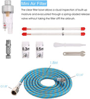 AGPTEK - Kit de aerógrafo de doble acción con pistola de pulverización de aire con agujas de 0.012 in/0.008 in/0.020 in y manguera de aire de cobre, kit de aerógrafo portátil para tatuajes, decoración de tartas, maquillaje, arte de uñas, pintura - Arteztik
