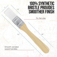 US Art Supply - Juego de 3 pinceles de cerdas sintéticas de diferentes tamaños para pintura, manchas, barnices, pegamento y Gesso - Arteztik
