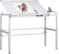 Mesa de trabajo Studio Designs Graphix II. Escritorio de 53.75 x 31.25 x 27-38.75 pulgadas (ancho x diámetro x altura), blanco/gris 10210 - Arteztik
