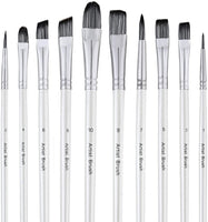 PANDAFLY Juego de pinceles de pintura profesional – 10 pinceles de pintura para artistas, aptos para pintura acrílica, acuarela, aceite y gouache, perfecto para pintura de roca, escala, cara, uñas, modelo, pintura por números - Arteztik

