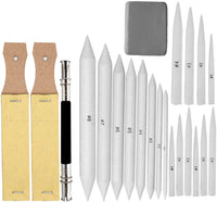 EuTengHao - Juego de 22 piezas de sacudidas y tortilliones con 2 sacapuntas de papel de lija, 1 herramienta de extensión de lápiz y 1 goma de borrar para dibujo de estudiantes - Arteztik
