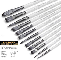 MARKART Juego de pinceles de pintura, 12 unidades, punta redonda de nailon, pinceles de pintura de detalle para artista de cabello, pinceles profesionales de pintura acrílica fina, pinceles de acuarela para cara, uñas, cuerpo, arte, modelo de pintura en m - Arteztik
