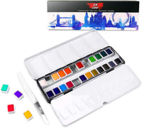 Artistas acuarela juego de pintura removible acuarela kits de pintura suministros de arte de pintura regalos para mujeres, adultos, niños, suministros de pintura profesional con paleta, acuarela pincel bolígrafos (24 colores) - Arteztik

