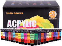 Juego de pintura acrílica para pintar, 24 colores acrílicos vibrantes de 0.7 fl oz para lienzo, madera, tela, cuero, cartón, papel y manualidades - Arteztik
