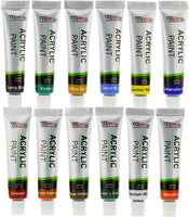 US Art Supply 21 piezas Studio caballete de mesa de madera y pintura Box Set con paneles de 12 colores de pintura, lona, pinceles, paleta de madera (Pintura Acrílica Kit) - Arteztik
