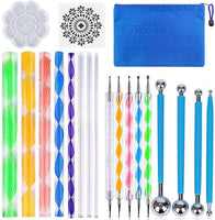 Juego de 19 herramientas de punteado de mandala con una bolsa de almacenamiento con cremallera para pintar rocas, juego de bandejas de pintura de mandala ABenkle - Arteztik
