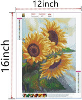 Pintura de diamante 5D redonda de diamante bordado arte lienzo para decoración de la pared del hogar, 12.0 x 16.0 in, (girasol) - Arteztik
