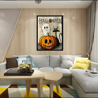 Pintura de diamantes 5D para Halloween, kit por número, para adultos, calabaza negra, gato, fantasma, pintura de diamante con instrucciones de detalles (idioma español no garantizado), decoración de pared para el hogar, 12 x 14 pulgadas - Arteztik
