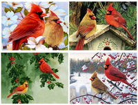SanerDirect - 4 paquetes de pintura de diamante 5D para bricolaje, diseño de pájaro cardenal con taladro completo, pintura de diamante para decoración de pared del hogar (12 x 16 pulgadas) - Arteztik
