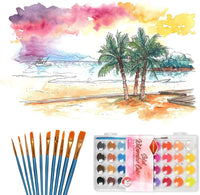 YOTINO Juego de pintura para acuarela, 36 colores, pastel de acuarela profesional sólido con paleta y almohadilla de papel para niños, adultos, principiantes, profesionales - Arteztik
