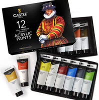 Castle Art Supplies - Juego de pintura acrílica - 12 tubos grandes de 75 ml para artistas o estudiantes - Arteztik
