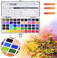 PACETAP Juego de acuarela, 50 colores vibrantes, kit de acuarela Gouache con 24 hojas de 5.64 oz de almohadilla de boceto, cepillo de agua dentro de caja de metal para niños y adultos - Arteztik
