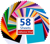 Tinzonc - 58 hojas de vinilo adhesivo permanente (12.0 x 12.0 in), 41 colores surtidos - Arteztik
