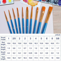 Decyool - Juego de 9 pinceles de pintura acrílica, 90 unidades de cepillos de nailon para pintura multiusos de acuarela, pintura de detalles en miniatura, kit de pintura profesional para artistas - Arteztik
