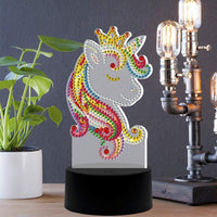 Lámpara LED de pintura de diamante, DIY con forma especial de cuentas de pintura de diamante con diseño de cruz LED de luz de noche de punto de cruz, kit de mosaico para decoración del hogar, arte regalos infantiles (unicornio) - Arteztik

