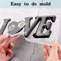 Molde del alfabeto de silicona de resina con amor, hogar, letreros familiares con 10 varillas de agitación, moldes de resina epoxi para decoración del hogar con 6 luces de alambre de cobre para luces de cadena de hadas cálidas - Arteztik
