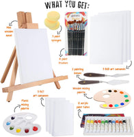 Juego completo de pintura acrílica de Glokers – Juego de 36 piezas de suministros de pintura profesional, incluye mini caballete, 6 lienzos, bandeja de pintura, cuchillos de pintura, 10 pinceles y más – Regalo perfecto para artistas - Arteztik
