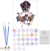 Geboor - Kit de pintura al óleo con pinceles, pintura por número, para adultos, mariposa, belleza, niña, decoración, 15.7 x 19.7 in - Arteztik
