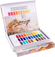 Bianyo - Juego de 30 acuarelas de acuarela, 8 acuarelas, 1 acuarela, paleta de pinceles para pintura de artistas, colorear - Arteztik
