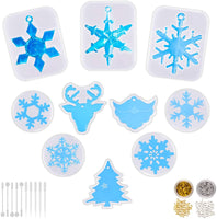 Whaline - Molde de silicona con diseño de copo de nieve para barba, renos, barba, barba, con juego de herramientas y lámina de purpurina para bricolaje, joyas, colgantes, jabones, manualidades, decoración de cupcakes, paquete de 72 unidades - Arteztik
