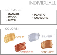 Juego de 8 pinturas acrílicas individuales, color dorado, plateado, bronce, cobre, efecto metálico brillante, pintura de alta calidad fabricada en Alemania, pigmentación de metal extremadamente alta - Arteztik
