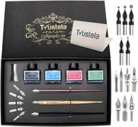 Set de caligrafía para principiantes, 3 bolígrafos de caligrafía, 4 botellas de tinta de 0.5 fl oz, 20 puntas de caligrafía, 1 soporte para bolígrafo de caligrafía, set de pluma de inmersión, regalo perfecto para hombres, mujeres y niños, kit de caligrafí - Arteztik
