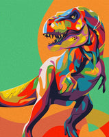 Ifymei - Pintura por números para niños y adultos y principiantes, kit de regalo de pintura en lienzo para bricolaje, 16.0 x 20.0 in, coloridos dinosaurios - Arteztik
