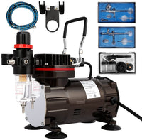 VIVOHOME 110-120V Sistema de pintura profesional de aerografía con compresor de aire de 1/5 HP y 3 kits de aerógrafo para tatuajes, zapatos de maquillaje, decoración de tartas, negro certificado ETL - Arteztik
